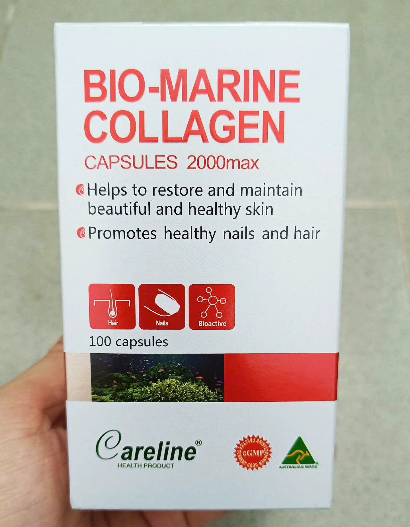 Viên uống đẹp da Bio-Marine Collagen Careline 2000Max 100 viên của Úc Bio Marine Collagen Careline Úc 100 viên làm đẹp da