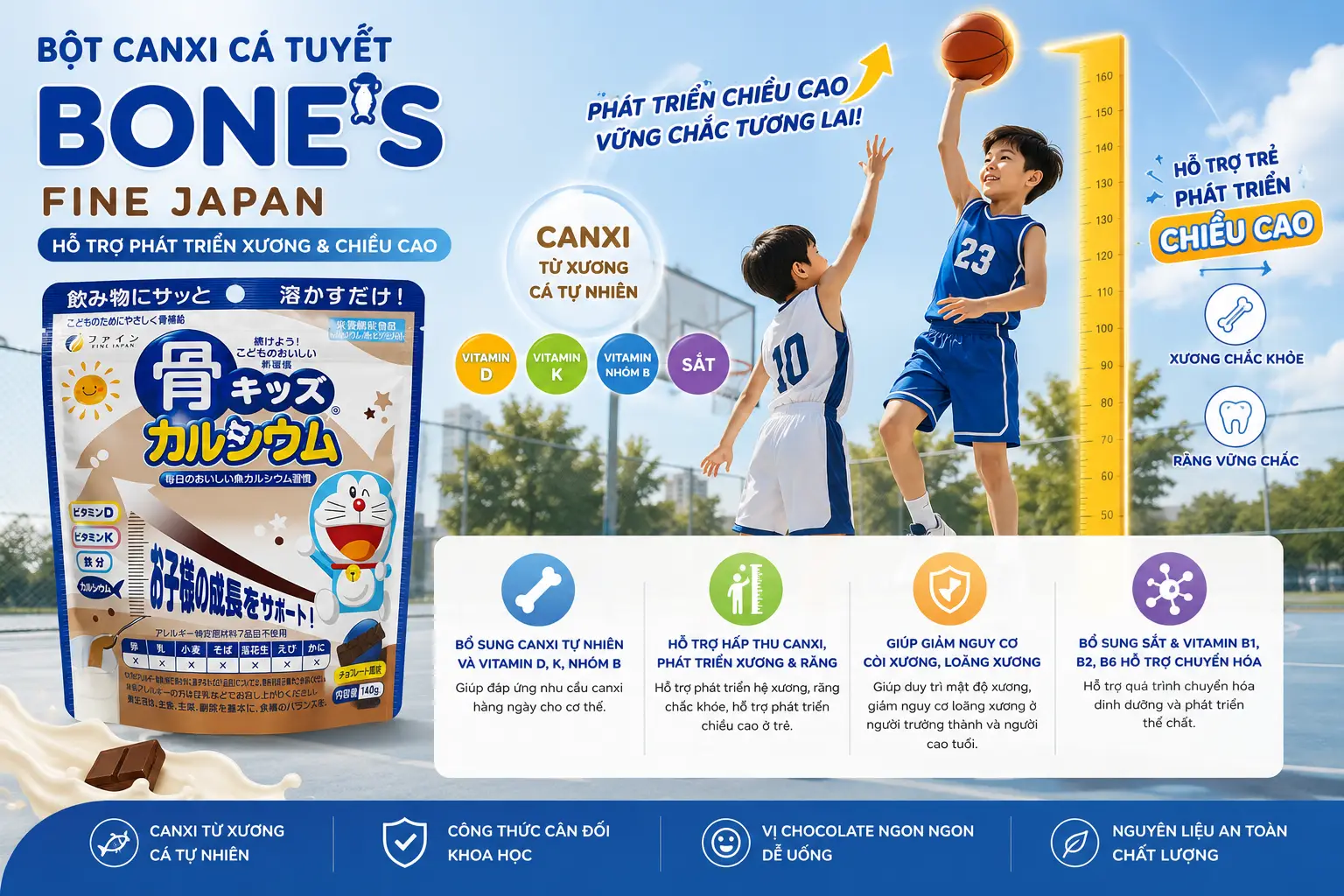 Bột canxi cá tuyết Nhật Bản Fine Japan Bone's 140g Bột canxi cá tuyết Nhật Bản Fine Japan Bone's