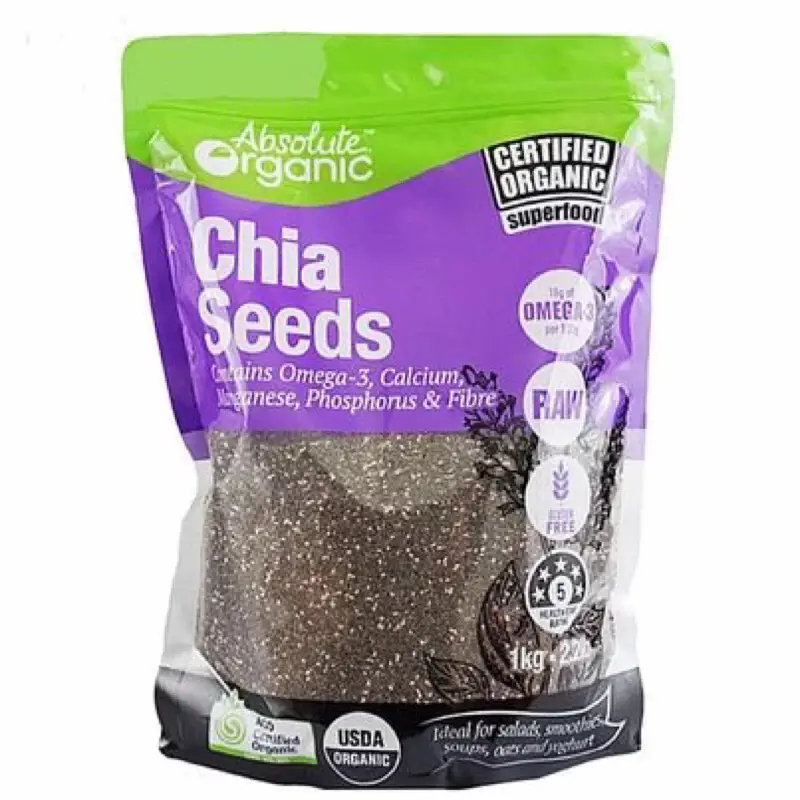 Hạt chia Úc túi 1kg Chia Seeds Absolute Organic Hạt Chia Tím 1Kg