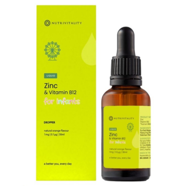 Kẽm Zinc Vitamin B12 Nutrivitality cho bé dạng nhỏ giọt 30ml của Anh Quốc