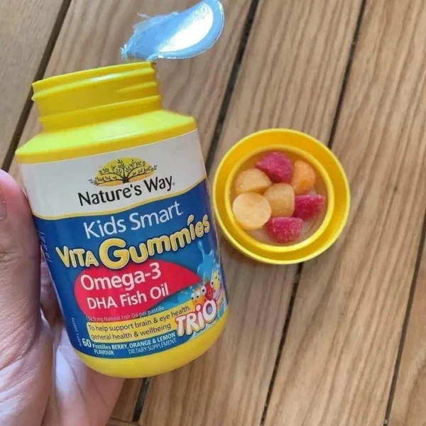 Kẹo Dẻo Cho Bé Nature's Way Kids Smart Vita Gummies Omega-3 DHA Fish Oil Tăng Cường Trí Nhớ