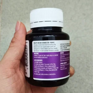 Viên nhai kẽm Healthy Care ZinC + Vitamin C 60 viên của Úc Kẹo Nhai Healthy Care Bổ Sung Kẽm + VItamin C 60 Viên Từ 2-12 Tuổi