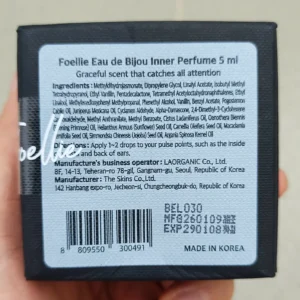 Foellie 5ml nước hoa vùng kín của Hàn Quốc Nước hoa vùng kín Foellie Innerb Perfume 5ml màu đen Hàn Quốc