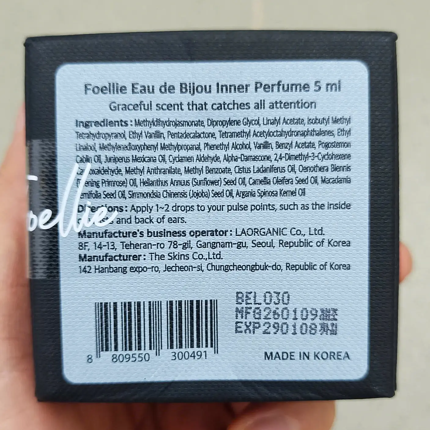 Foellie 5ml nước hoa vùng kín của Hàn Quốc Nước hoa vùng kín Foellie Innerb Perfume 5ml màu đen Hàn Quốc