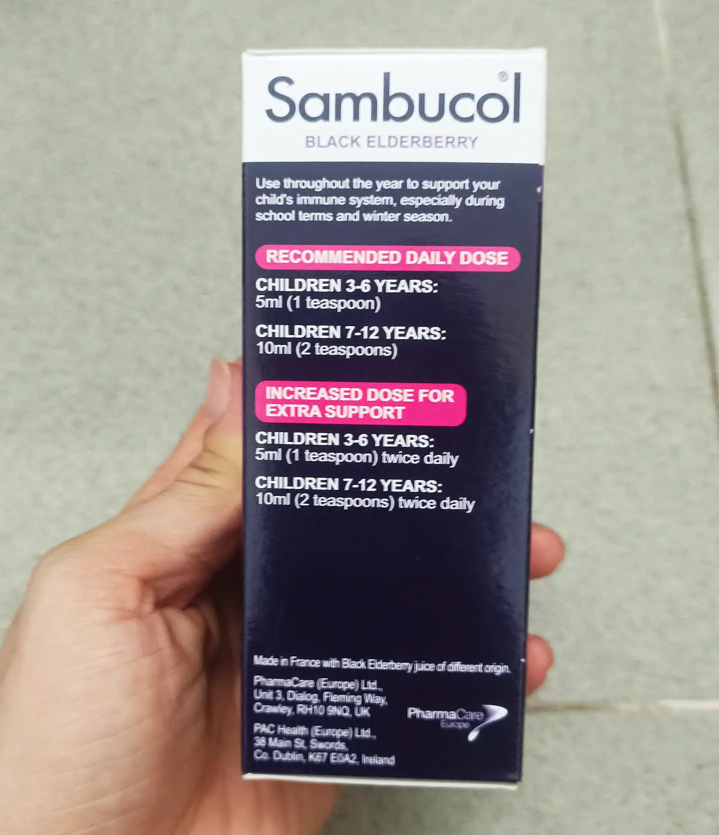 Siro tăng đề kháng Sambucol Kids 120ml cho bé từ 3-12 tuổi của Anh Quốc Siro Tăng đề kháng Sambucol Liquid 120ml cho Bé Từ 3 - 12 Tuổi