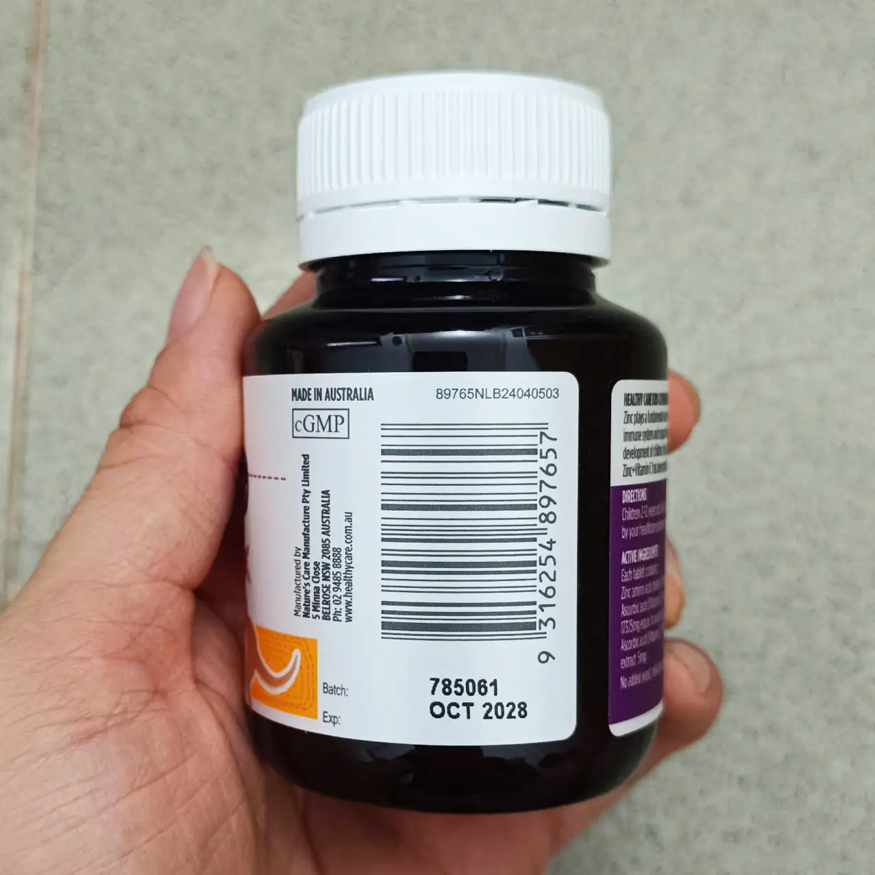 Viên nhai kẽm Healthy Care ZinC + Vitamin C 60 viên của Úc Viên Nhai Healthy Care Zinc + Vitamin C Hỗ Trợ Miễn Dịch Trẻ (60 Viên)