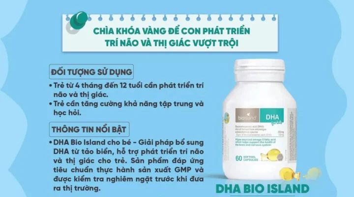 Viên uống DHA Bio Island For Kids 60 viên của Úc Viên bổ sung DHA cho trẻ em Bio Island DHA For Kids Úc
