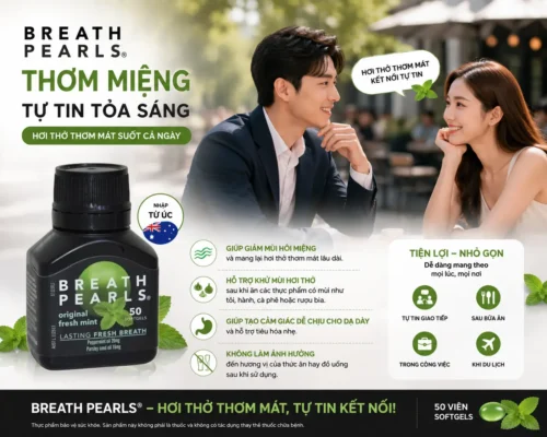 Viên ngậm thơm miệng Breath Pearls 50 viên của Úc