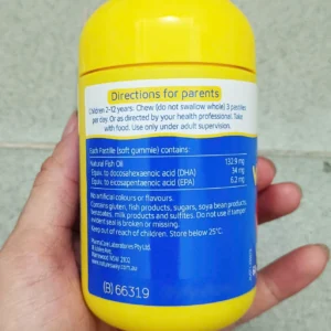 Kẹo gum Nature’s Way Kids Smart Vita Gummies Omega 3 DHA Fish Oil Trio 60 viên của Úc Viên nhai hỗ trợ bổ não Kids Smart Vita Gummies Omega-3 DHA Fish Oil Nature's Way (60 viên)