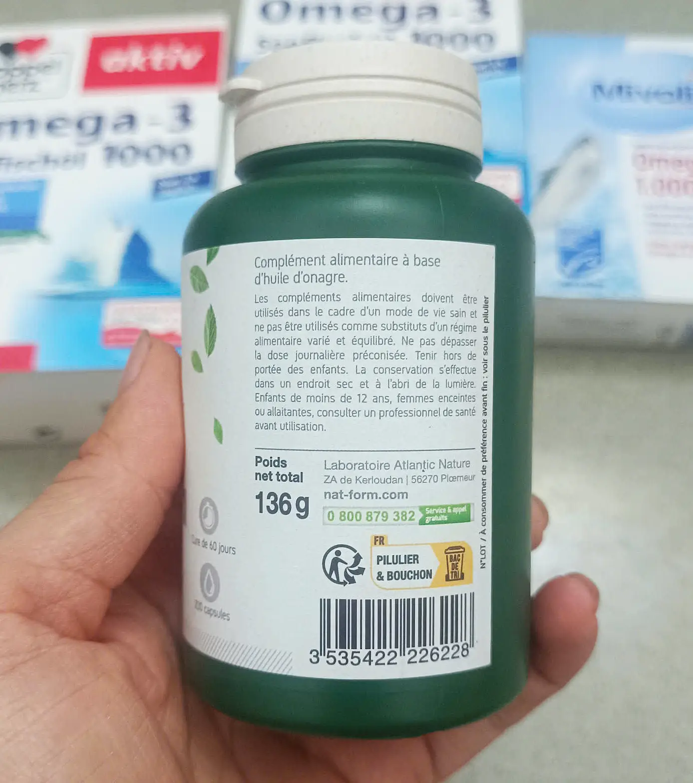 Tinh dầu hoa anh thảo Pháp Nat & Form Huile D'Onagre 200 viên Viên tinh dầu hoa anh thảo Nat&Form Huile D'Onagre hữu cơ
