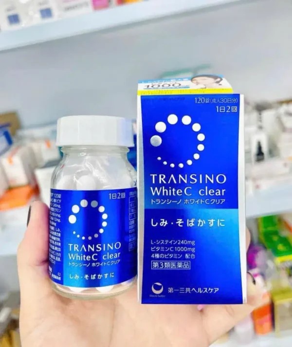 Viên uống Transino White C Clear 120 viên màu xanh