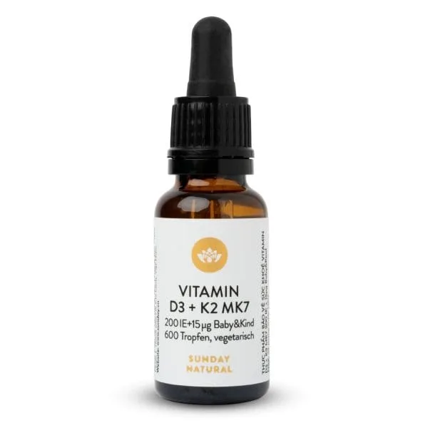 Vitamin D3 + K2 Mk7 200IE Sunday Natural 20ml của Đức