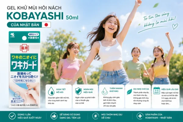 Gel khử mùi hôi nách Kobayashi 50ml của Nhật Bản Gel lăn khử mùi Kobayashi Nhật Bản 50g