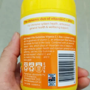 Kẹo dẻo gum Nature's Way Vita Gummies Vitamin C + Zinc 60 viên của Úc Kẹo dẻo kẽm vitamin C Nature's Way Kids Smart Vitamin C + Zinc 60 viên của Úc