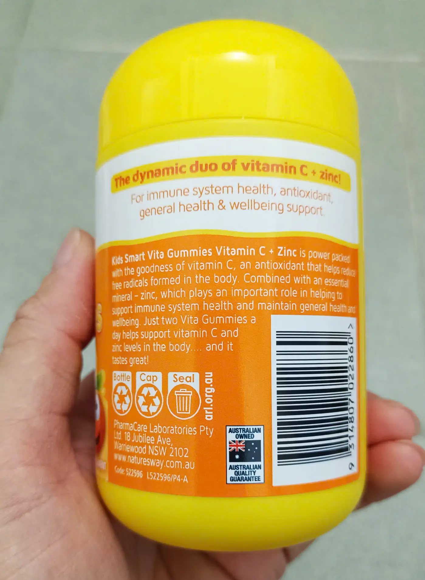 Kẹo dẻo gum Nature's Way Vita Gummies Vitamin C + Zinc 60 viên của Úc Kẹo dẻo kẽm vitamin C Nature's Way Kids Smart Vitamin C + Zinc 60 viên của Úc