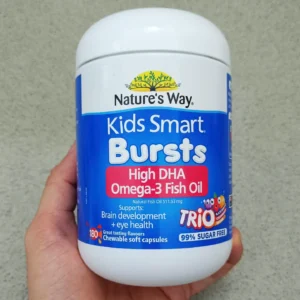Viên nhai dầu cá Nature's Way Bursts Kids Smart Omega3 Fish Oil Trio 180 viên của Úc Nature's Way Kids Smart Omega-3 Fish Oil Trio lọ 180 viên