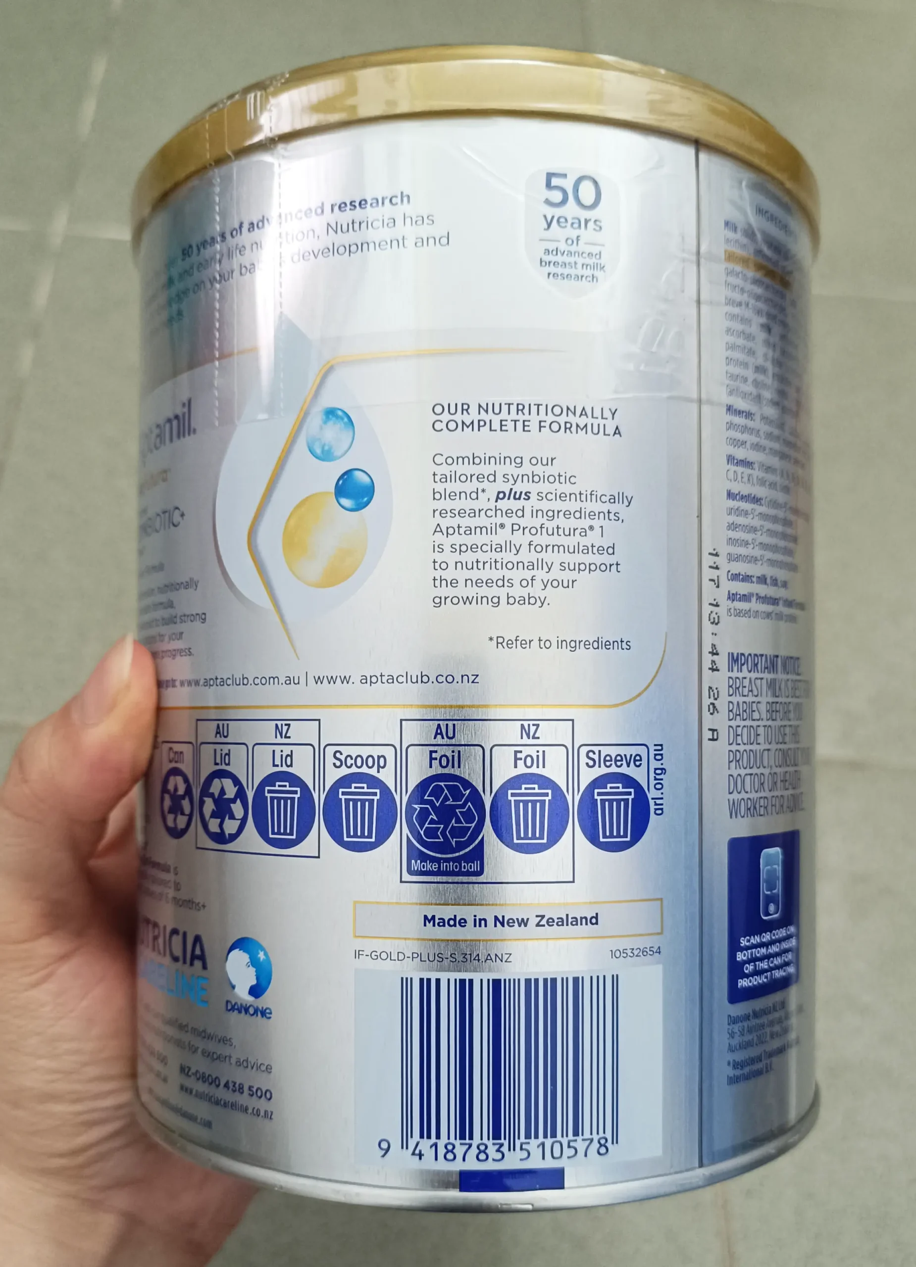 Sữa Aptamil Profutura Úc Số 1 (từ 0-06 tháng) Sữa Aptamil Profutura số 1 800g (0-6 tháng) Úc