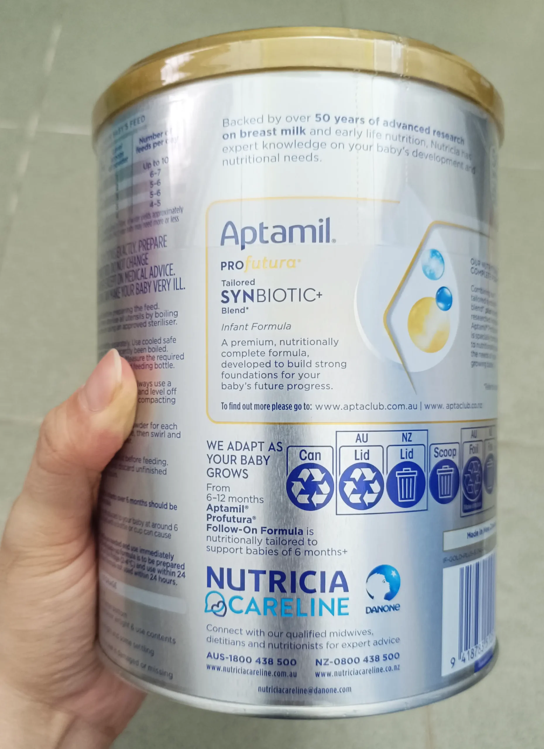 Sữa Aptamil Profutura Úc Số 1 (từ 0-06 tháng) Sữa bột Aptamil Profutura số 1 800g (0-6 tháng) Úc