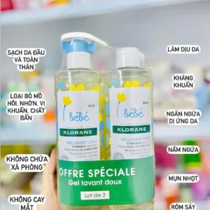 Sữa tắm gội Klorane Bebe cho bé Pháp combo 2 chai