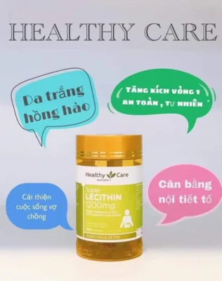 Tinh chất mầm đậu nành Healthy Care Super Lecithin 1200mg 100 viên của Úc Viên Uống Mầm Đậu Nành HealthyCare Super Lecithin
