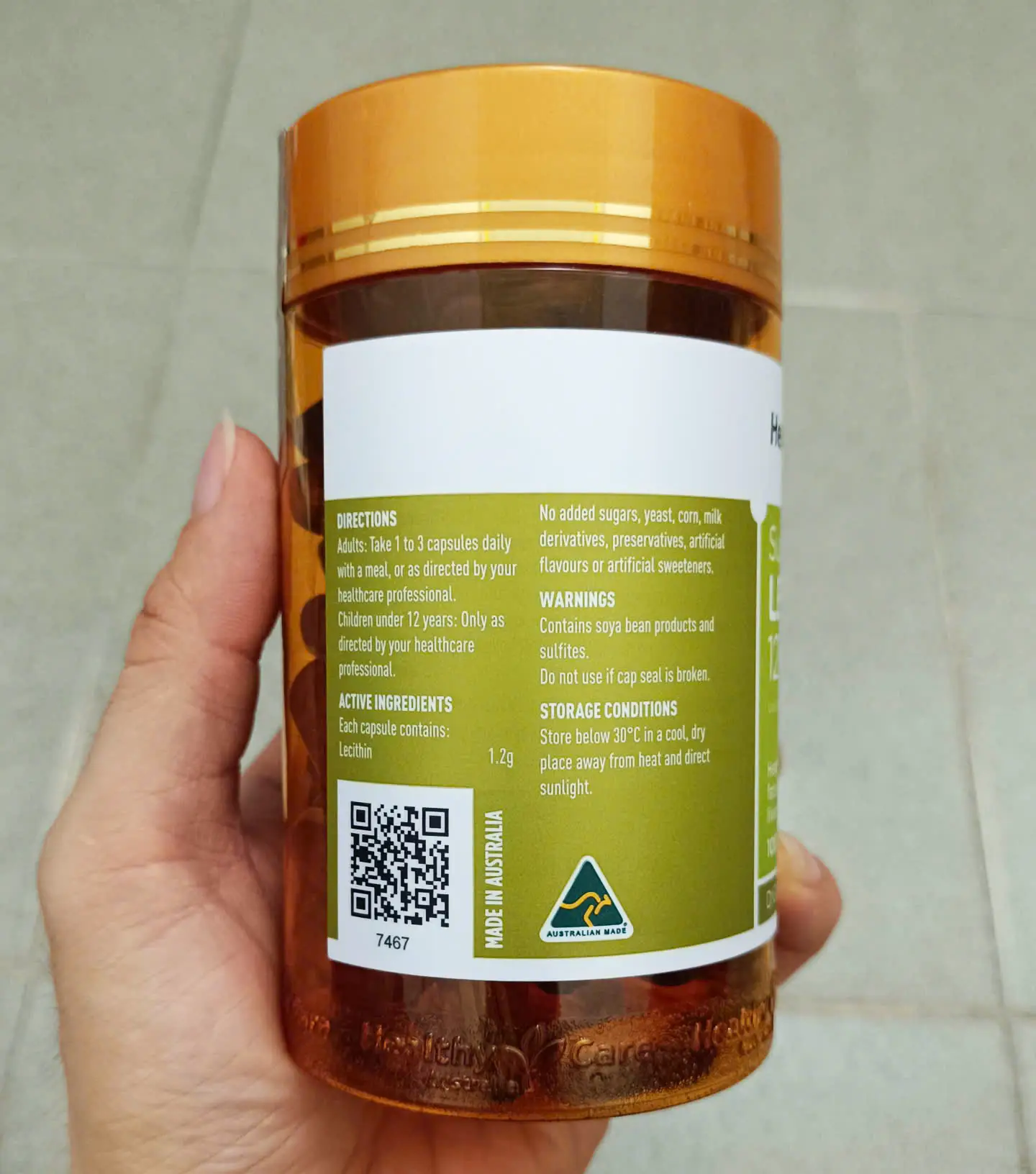 Tinh chất mầm đậu nành Healthy Care Super Lecithin 1200mg 100 viên của Úc Viên Uống Tinh Chất Mầm Đậu Nành HealthyCare Lecithin 1200mg Úc Hộp 100 Viên
