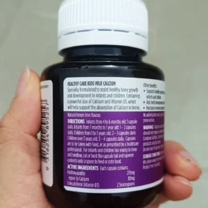 Viên uống bổ sung canxi sữa Healthy Care Milk Calcium 60 viên của Úc Viên bổ sung canxi từ sữa cho bé Healthy Care Kids Milk Calcium 60 viên