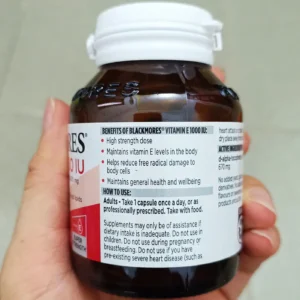 Viên uống bổ sung vitamin E Blackmore Natural Vitamin E 1000IU 30 viên của Úc Viên uống chống lão hóa Blackmores Natural Vitamin E 1000IU 30 viên