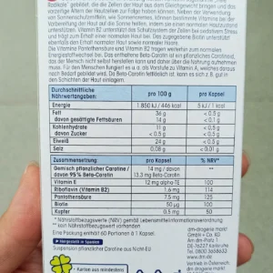 Viên uống chống nắng Mivolis Carotin Haut-Kapseln 60 viên của Đức