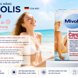 Viên uống chống nắng Mivolis Carotin trắng da của Đức hộp 60 viên