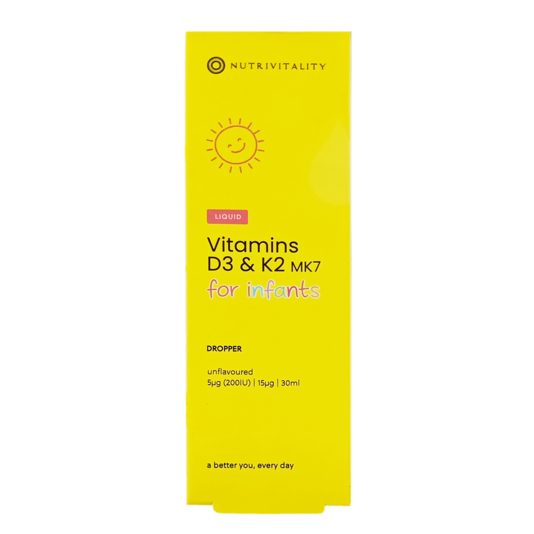 Nutrivitality Vitamin D3 K2 Mk7 30ml For Infants của Anh Quốc Vitamin D3 & K2 MK7 Liquid for Infants Nutrivitality dạng giọt
