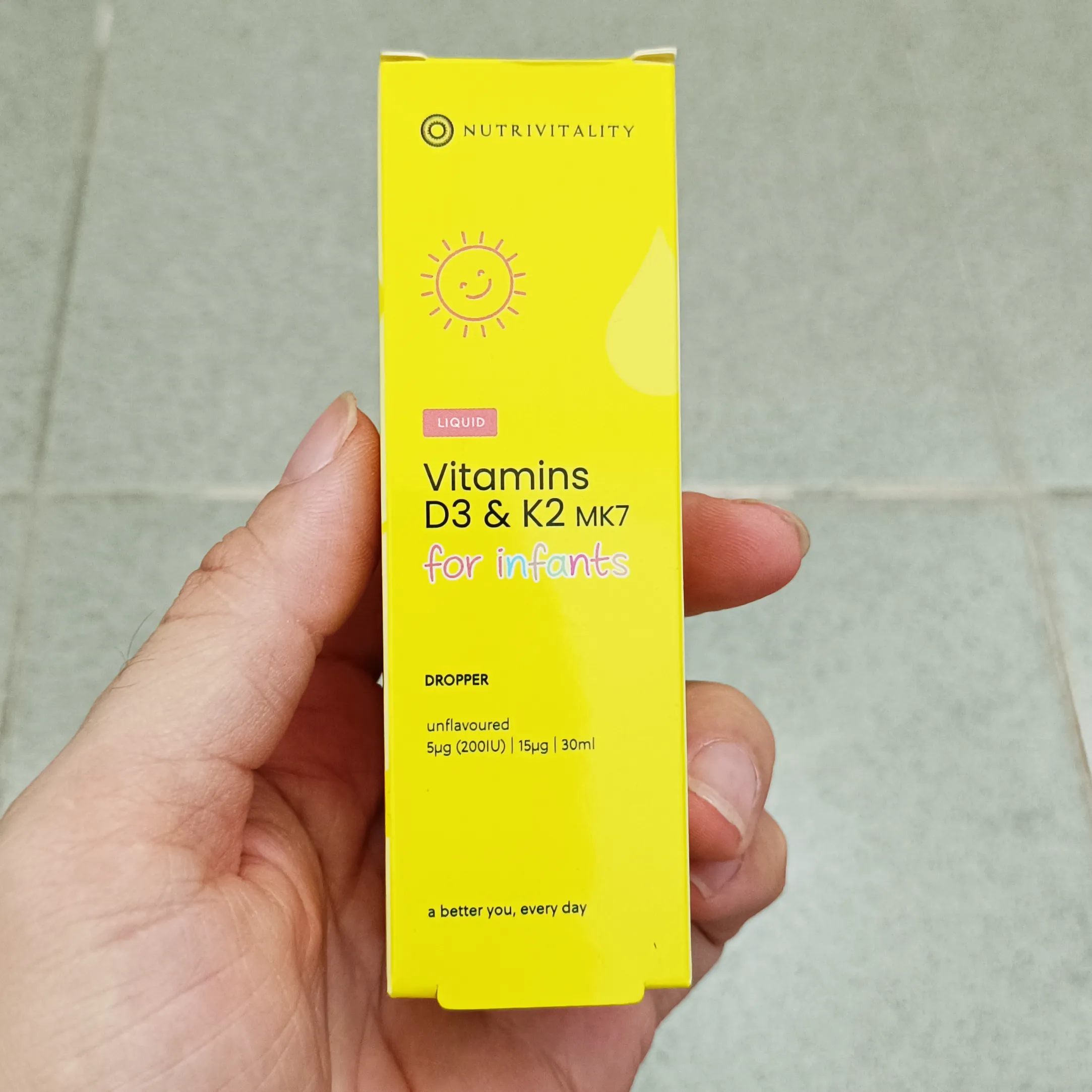 Nutrivitality Vitamin D3 K2 Mk7 30ml For Infants của Anh Quốc Vitamin D3 K2 MK7 Nutrivitality 30ml của Anh cho bé
