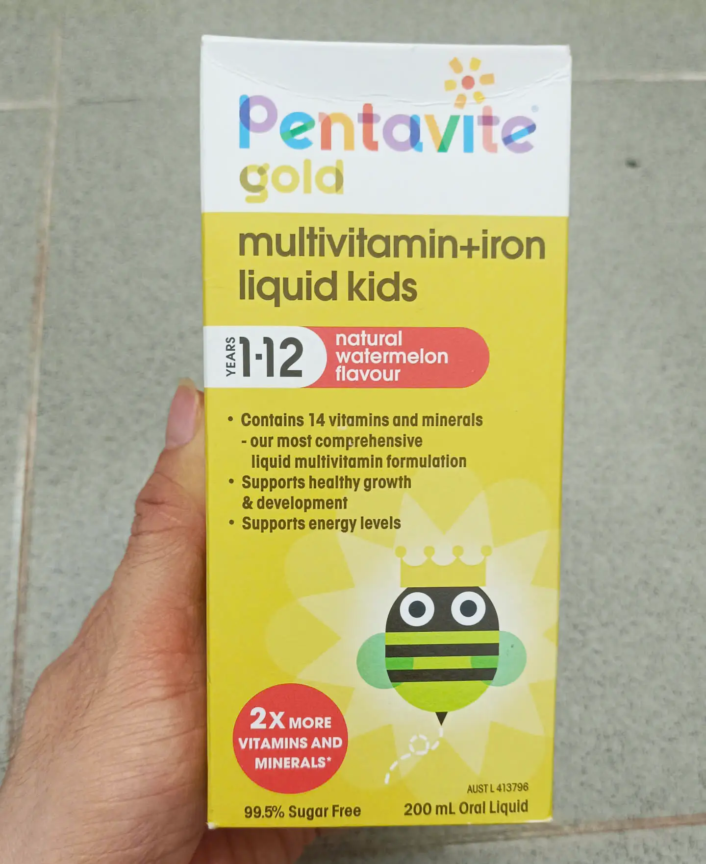 Vitamin tổng hợp kết hợp sắt Pentavite Multivitamin + Iron Kids Liquid 200ml 1-12 Years của Úc Vitamin tổng hợp Pentavite cho bé từ 1 - 12t - lọ 200ml