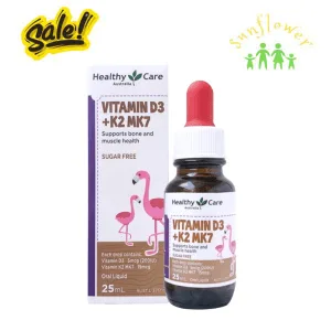 Healthy Care Vitamin D3 + K2 MK7 25ml - Giúp phát triển chiều cao