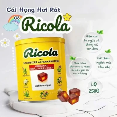 Kẹo ngậm ho Ricola Schweizer Kräuterzucke hộp thiếc
