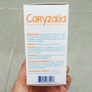 Muối uống vi lượng đồng căn Boiron Coryzalia Cold 30 ống của Canada Muối uống Boiron Coryzalia Canada cho bé hộp 30 ống