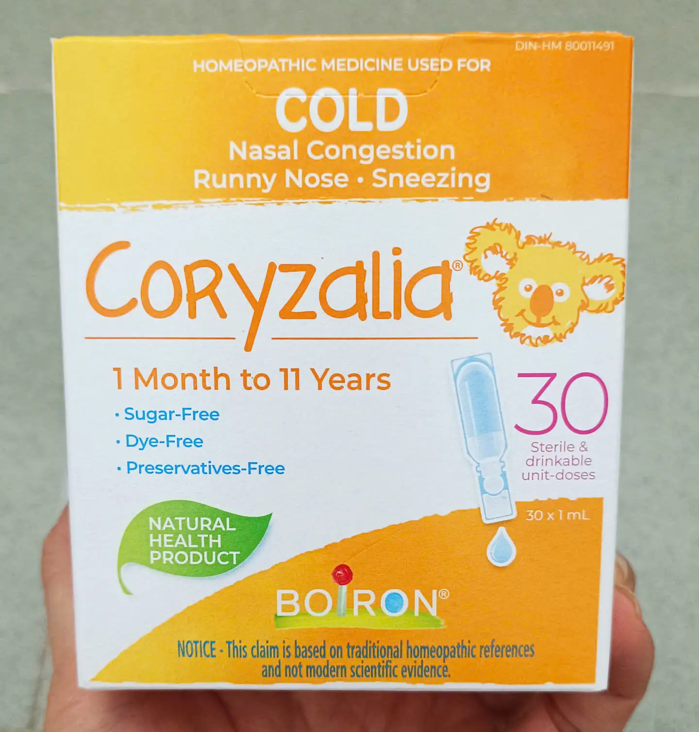 Muối uống vi lượng đồng căn Boiron Coryzalia Cold 30 ống của Canada Muối uống vi lượng đồng căn BOIRON Coryzalia Cold cho bé 1 đến 11 tuổi 30 ống