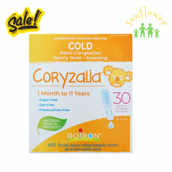 Muối uống vi lượng đồng căn Boiron Coryzalia Cold 30 ống của Canada Muối uống vi lượng đồng căn Boiron Coryzalia Cold 30 ống của Canada