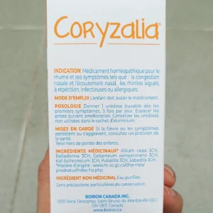 Muối uống vi lượng đồng căn Boiron Coryzalia Cold 30 ống của Canada Muối uống vi lượng đồng căn Coryzalia Rhume Boiron hộp 30 ống Canada