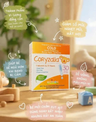 Muối uống vi lượng đồng căn Boiron Coryzalia Cold 30 ống của Canada Muối vi lượng đồng căn Coryzalia Boiron 30 ống