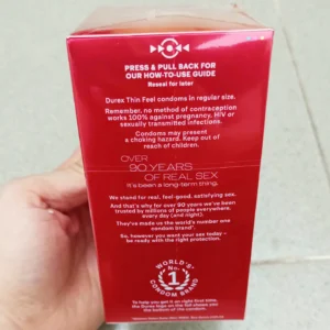 Hộp màu đỏ Hộp bao cao su Durex Thin Feel 30 cái Regular Fit Extra Pack