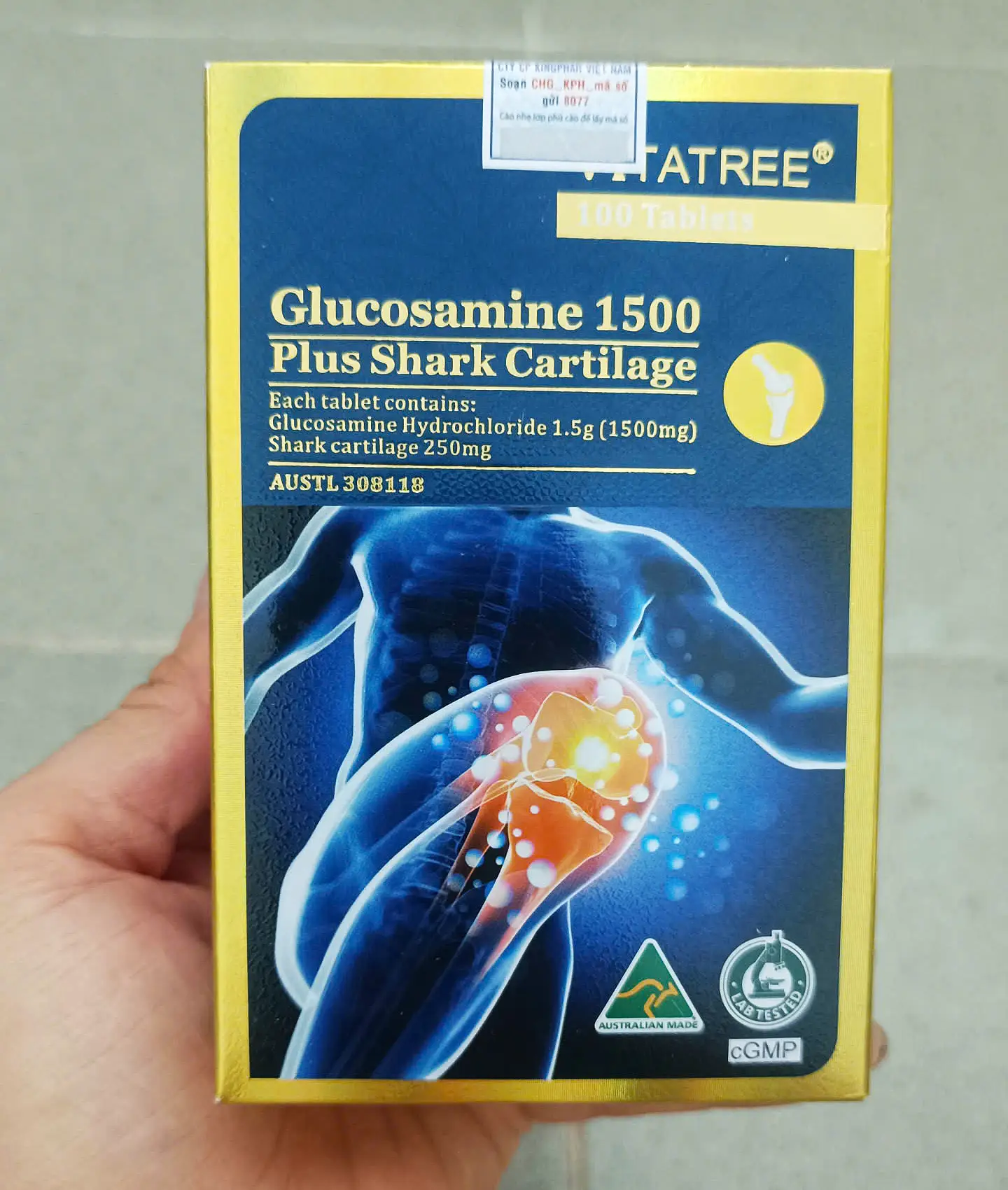 Viên uống bổ khớp Vitatree Glucosamine 1500mg Plus Shark Cartilage 100 viên của Úc Bổ khớp Vitatree Glucosamine 1500 Plus Shark Cartilage
