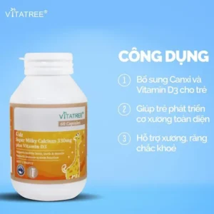 Viên sữa Vitatree Kids Super Milky Calcium 330mg plus 60 viên