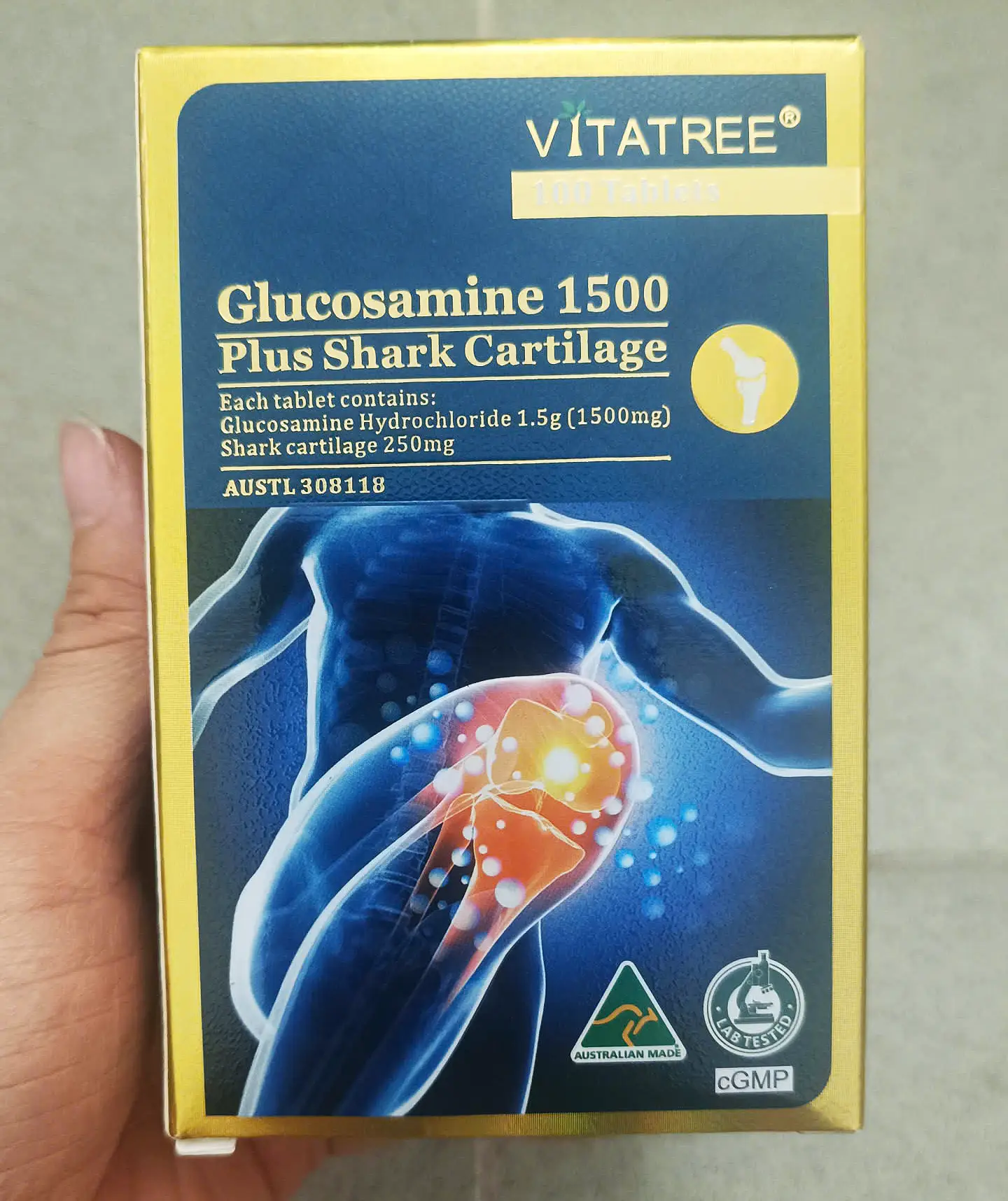 Viên uống bổ khớp Vitatree Glucosamine 1500mg Plus Shark Cartilage 100 viên của Úc Viên uống bổ khớp Vitatree Glucosamine 1500 Plus Shark Cartilage 100 viên