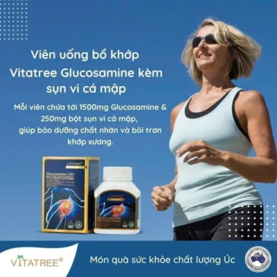 Viên uống bổ khớp Vitatree Glucosamine 1500mg Plus Shark Cartilage 100 viên của Úc Viên uống bổ khớp Vitatree Glucosamine 1500 Plus Shark Cartilage 100v