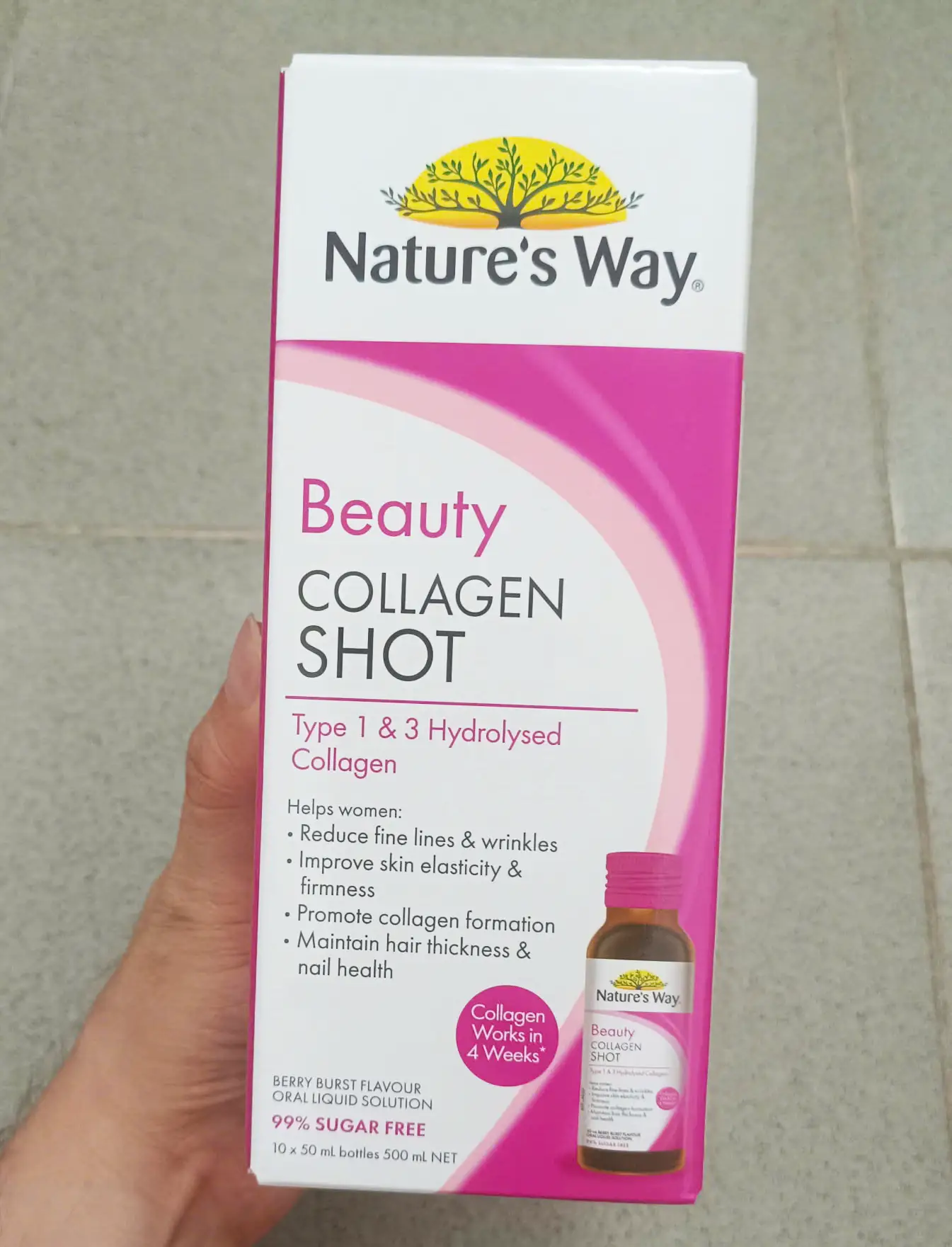 Collagen dạng nước Nature's Way Beauty Collagen Shot hộp 10 lọ của ÚC Collagen nước Nature's Way Beauty Collagen Shot (hộp 10 chai x 50ml)