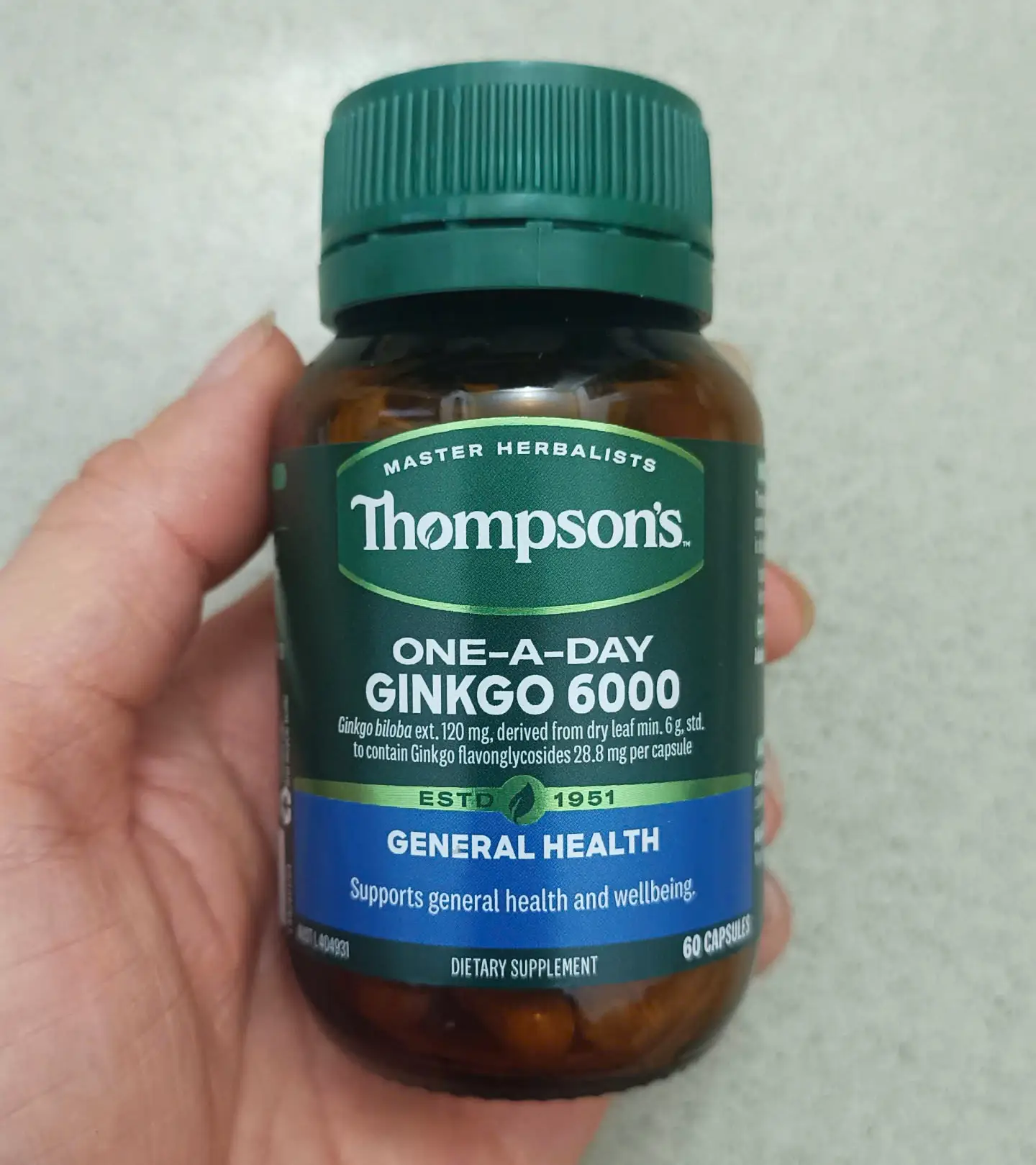 Bổ não Thompson's One-A-Day Ginkgo 6000mg 60 viên của Úc Hoạt huyết dưỡng não Thompson's One A Day Ginkgo 6000 mg