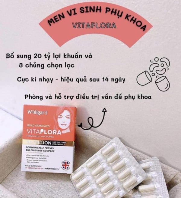 Men Vi Sinh Phụ Khoa Wellgard Vitaflora 30 viên của Anh Quốc