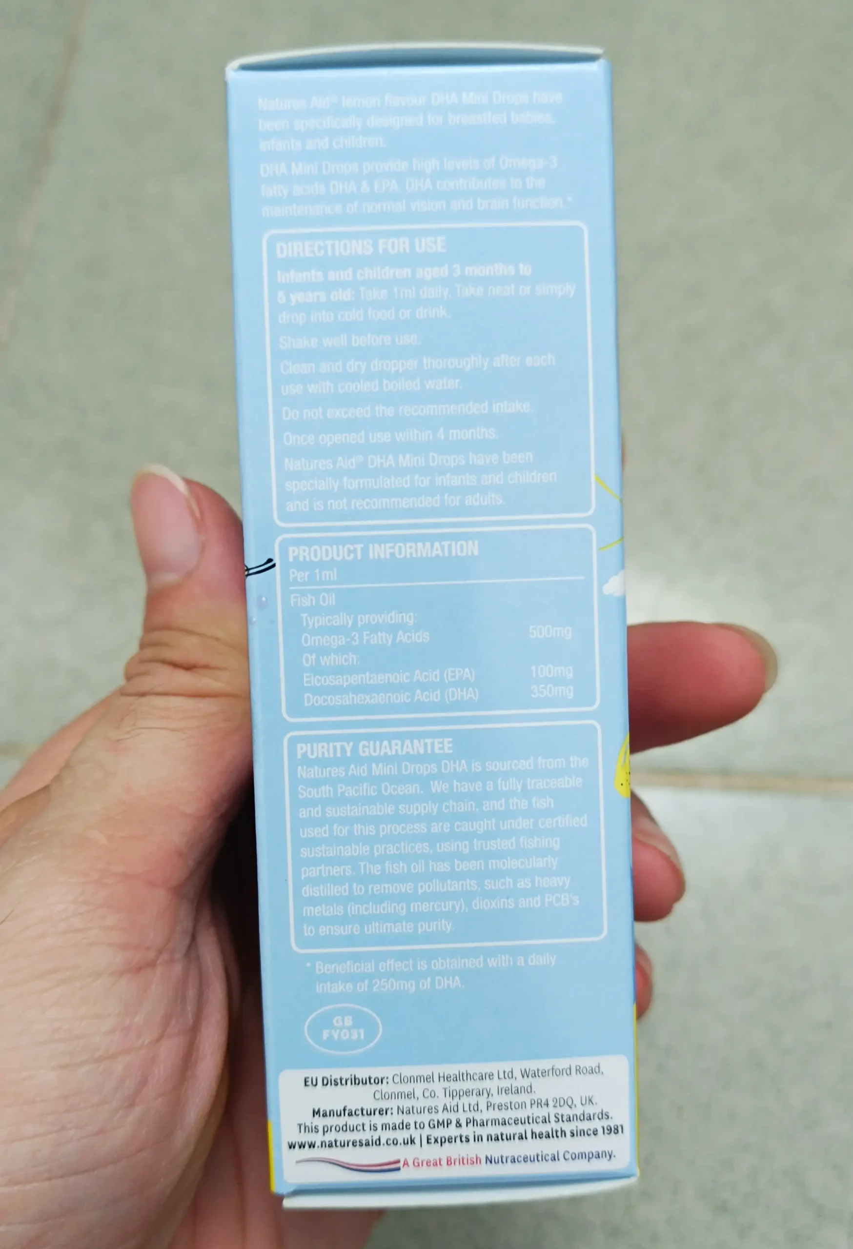 DHA giọt cho bé từ 3 tháng tuổi DHA Drops Natures Aid 50ml của Anh Mini DHA Drops Natures Aid 50ml