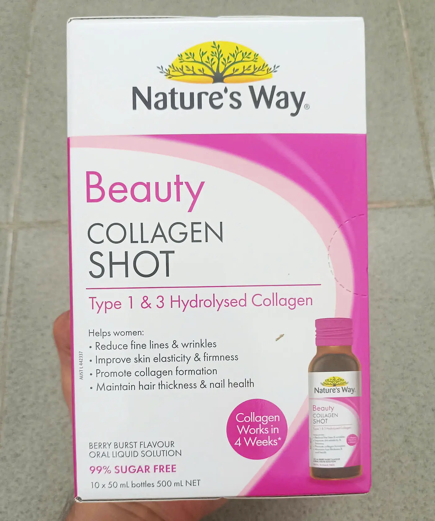 Collagen dạng nước Nature's Way Beauty Collagen Shot hộp 10 lọ của ÚC Nước uống Beauty Collagen Shot Nature's Way Úc hộp 10 chai