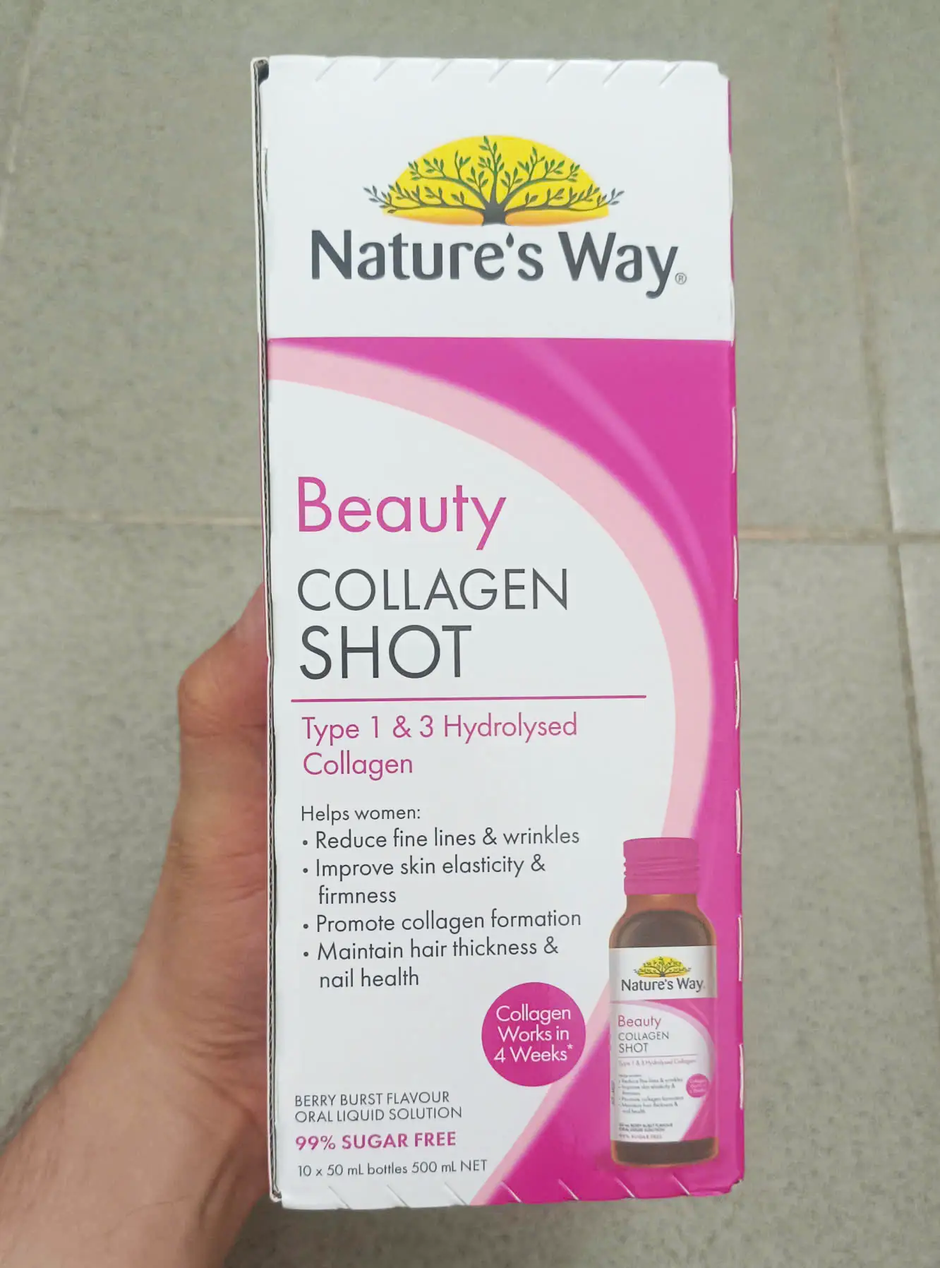 Collagen dạng nước Nature's Way Beauty Collagen Shot hộp 10 lọ của ÚC Nước uống đẹp da Beauty Collagen Shot của Nature's Way hộp 10 chai